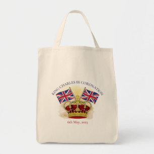 King Charles III Coronation Crown and Flags Tote Bag