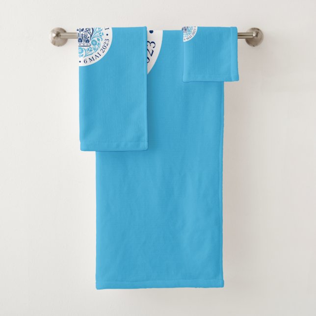 King Charles III Coronation Emblem, Royal Souvenir Bath Towel Set (Insitu)