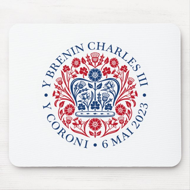 King Charles III Coronation Emblem, Royal Souvenir Mouse Mat (Front)