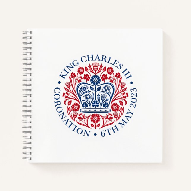 King Charles III Coronation Emblem, Royal Souvenir Notebook (Front)