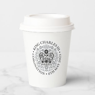 King Charles III Coronation Emblem, Royal Souvenir Paper Cups