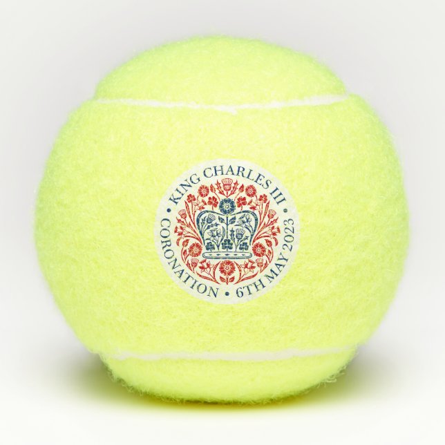 King Charles III Coronation Emblem, Royal Souvenir Tennis Balls (Front)