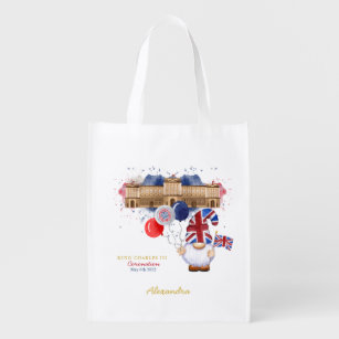 King Charles III Coronation Fun Patriotic Custom Reusable Grocery Bag
