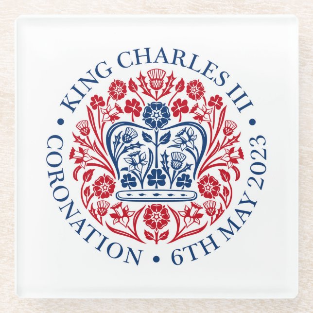 King Charles III Coronation Glass Coaster (Front)
