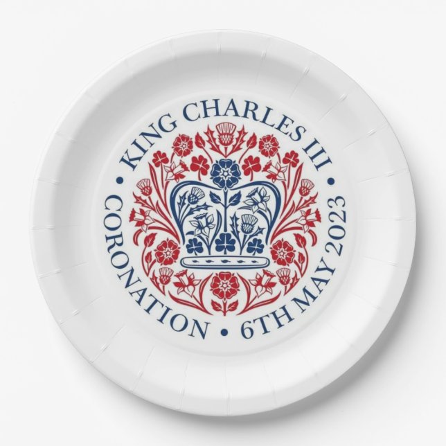 King Charles III Coronation logo  Paper Plate (Front)