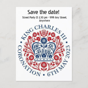 King Charles III Coronation logo Save The Date Postcard