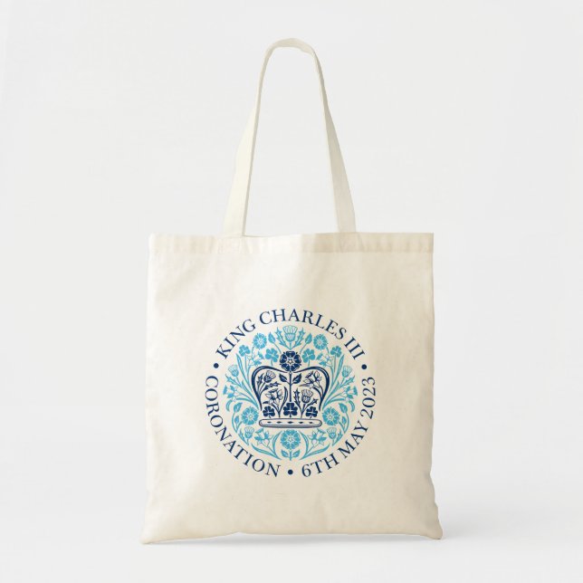 King Charles III Coronation Official design blue Tote Bag (Front)