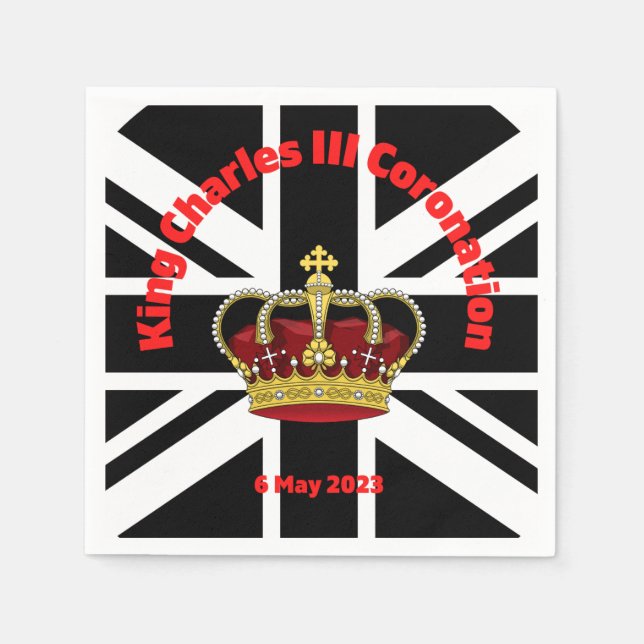 King Charles III Coronation Paper Plate Napkin (Front)