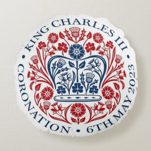 King Charles III Coronation Round Pillow (Front)