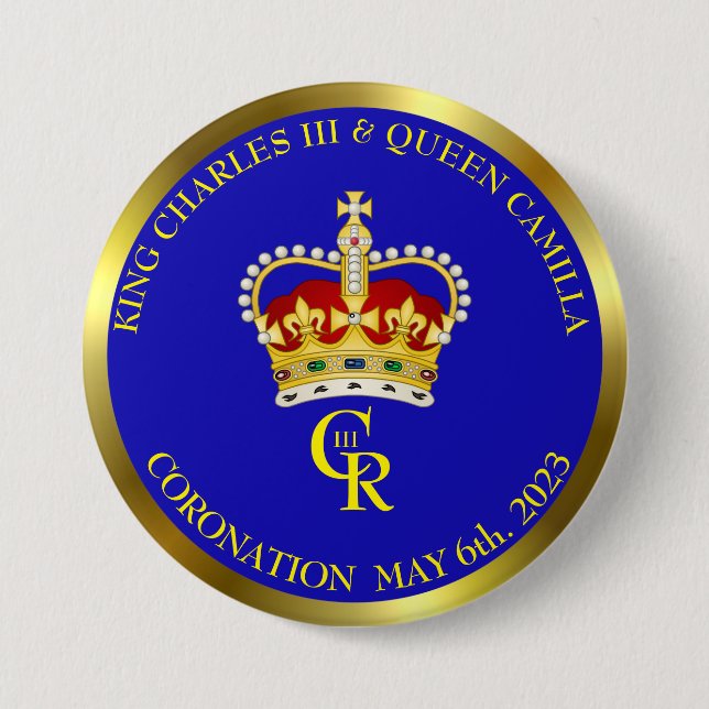 KIng Charles III Coronation Souvenir 7.5 Cm Round Badge (Front)