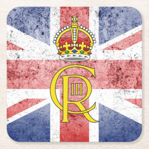 King Charles III cypher/Union Flag paper coasters