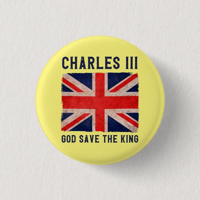 King Charles III God Save the King UK Coronation 3 Cm Round Badge (Front)