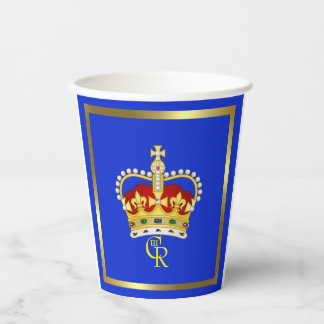 King Charles III Monogram and Crown Paper Cups