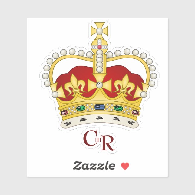  King Charles III Monogram & Crown Vinyl Sticker  (Sheet)