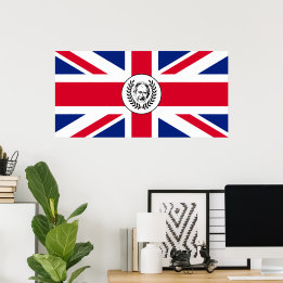 King Charles III on British Union Jack Flag Poster