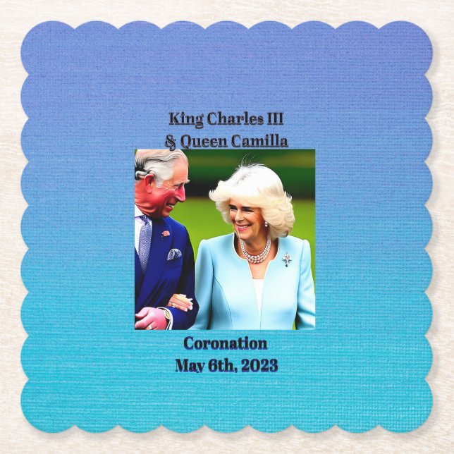 King Charles III & Queen Camilla Coronation Paper Coaster (Front)