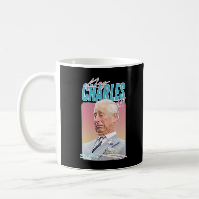 King Charles III - Retro Aesthetic Fan Design  Coffee Mug (Left)