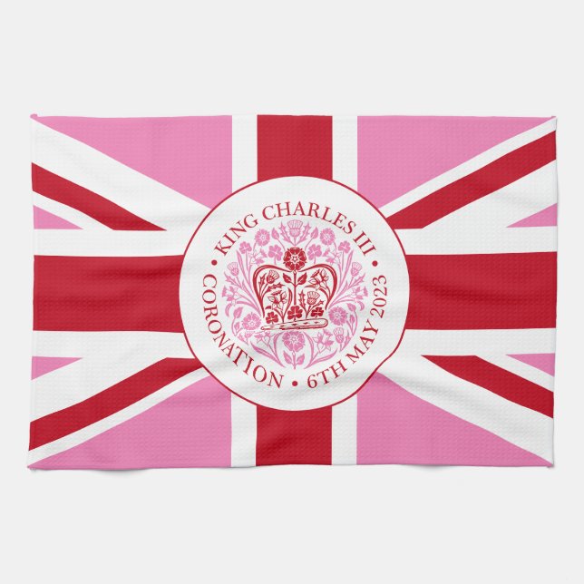 King Charles III Royal Coronation Logo Patriotic Tea Towel (Horizontal)