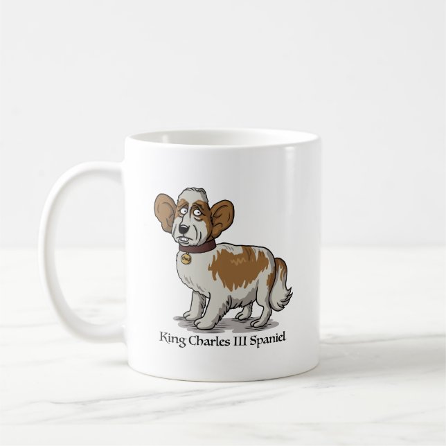 King Charles III Spaniel - Cartoon Coffee Mug (Left)