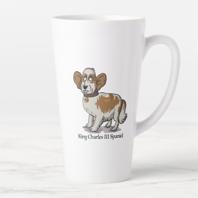 King Charles III Spaniel - Cartoon Latte Mug (Right)