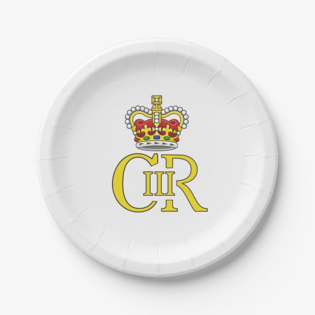 King Charles III UK paper plate - street party (Front)