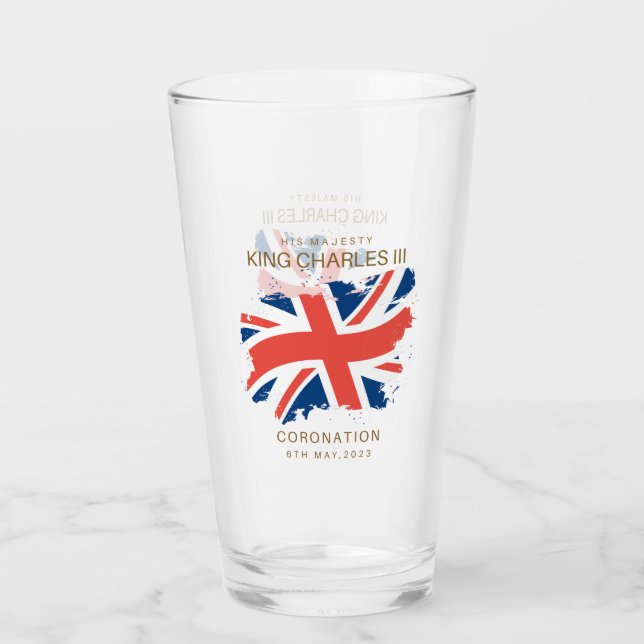 King Charles III Union Jack Flag Glass (Front)