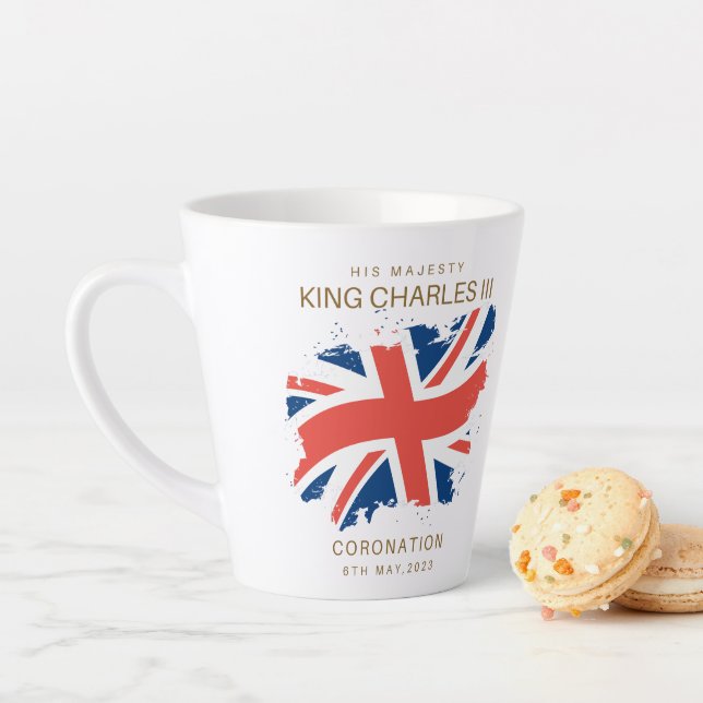 King Charles III Union Jack Flag Latte Mug (In Situ)