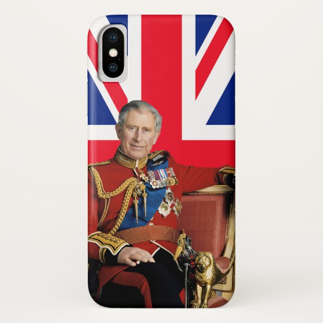 King Charles III with British flag Case-Mate iPhone Case (Back)