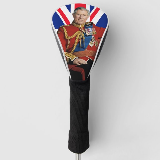 King Charles III with British flag Golf Head Cover (Front)