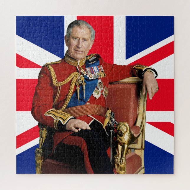 King Charles III with British flag Jigsaw Puzzle (Vertical)