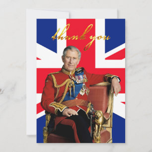 King Charles III with British flag Thank You Card