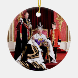 King Charles III with heirs Ceramic Tree Decoration