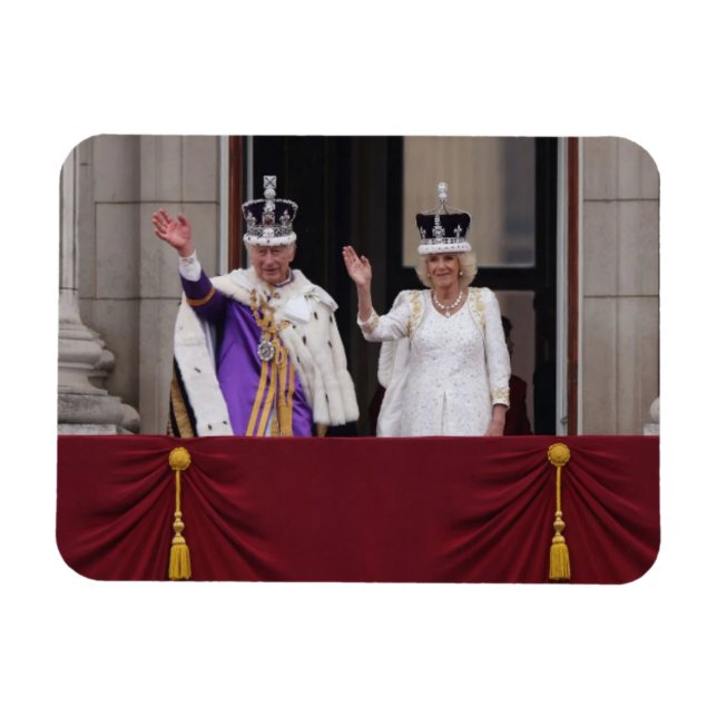 King Charles Queen Camilla balcony coronation day Magnet (Horizontal)