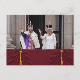 King Charles Queen Camilla balcony coronation day Postcard