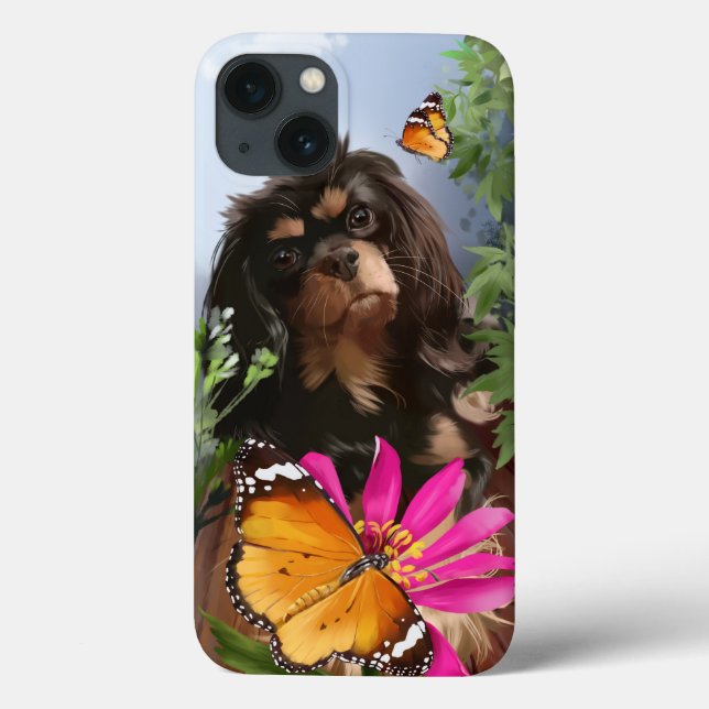 King charles spaniel and butterflies	 Case-Mate iPhone case (Back)