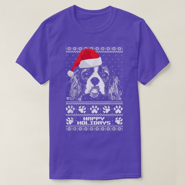King Charles Spaniel Cute Happy Holidays Christmas T-Shirt (Design Front)