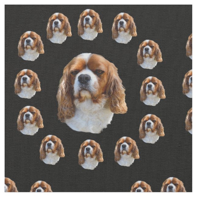 King Charles Spaniel Pattern, Fabric (Close Up)