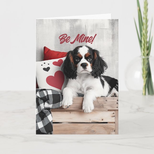 King Charles Spaniel Puppy Valentine Card (Front)