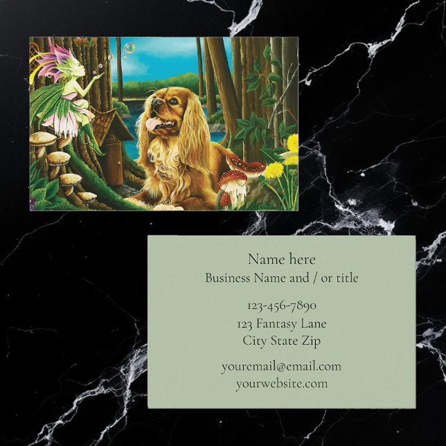 King Charles Spaniel Sprite Fantasy Business Card (Creator Uploaded)