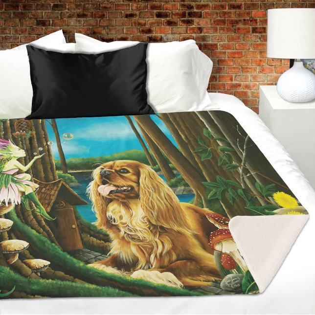 King Charles Spaniel Sprite Fantasy Sherpa Blanket (Creator Uploaded)