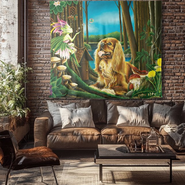 King Charles Spaniel Sprite Fantasy Tapestry (Creator Uploaded)