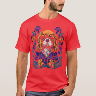 King Charles Spaniel with Irises illustration 1 T-Shirt