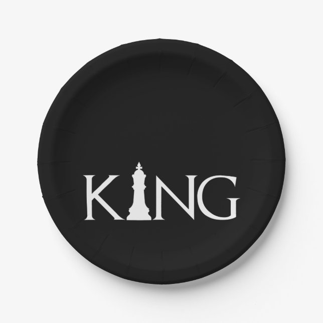 King Chess Piece Halloween Costume Chess Lover Paper Plate (Front)