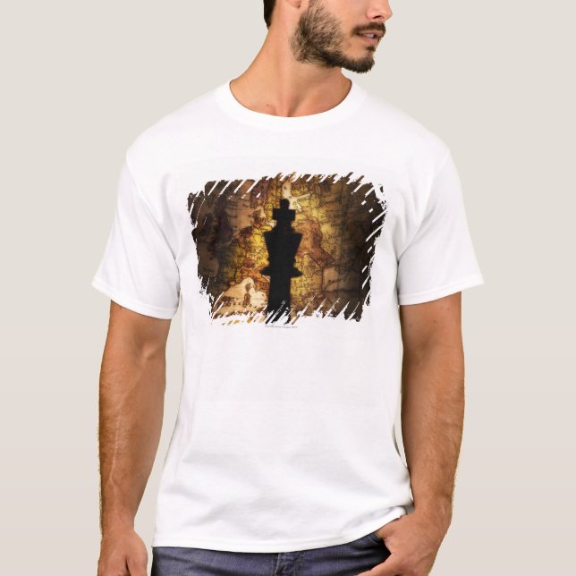 King chess piece on old world map T-Shirt (Front)
