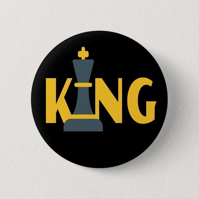 King Chess Player 6 Cm Round Badge (Front)