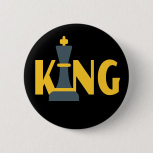 King Chess Player 6 Cm Round Badge