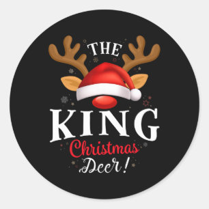 King Christmas Deer Pjs Xmas Family Matching  Classic Round Sticker