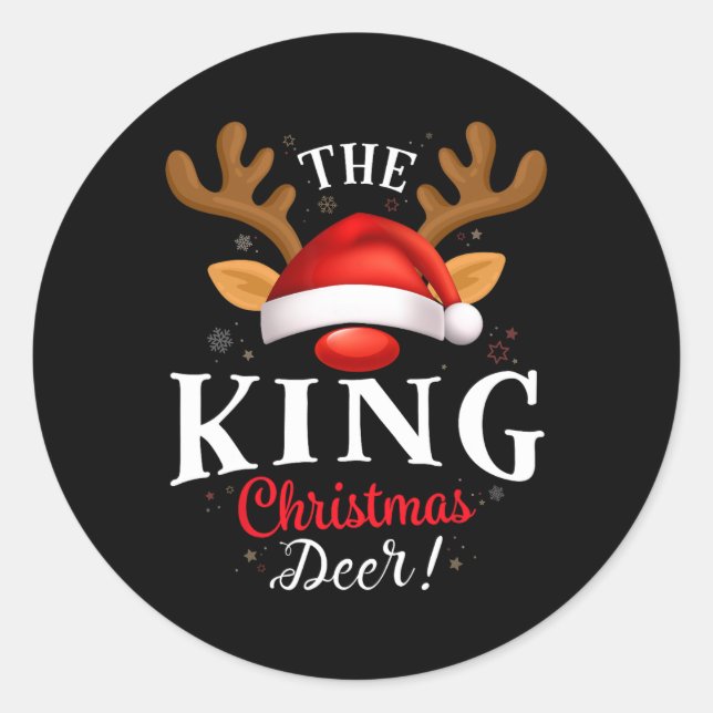 King Christmas Deer Pjs Xmas Family Matching  Classic Round Sticker (Front)