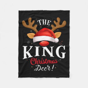 King Christmas Deer Pjs Xmas Family Matching Fleece Blanket