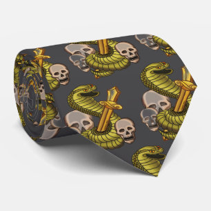 King Cobra Sword Family Crest  Tie